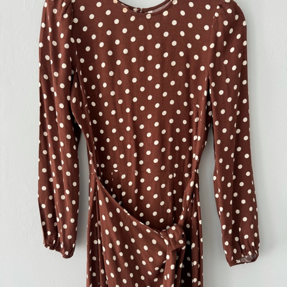 Reformation Brown Polka Dot Midi Dress - Picture 4 of 7
